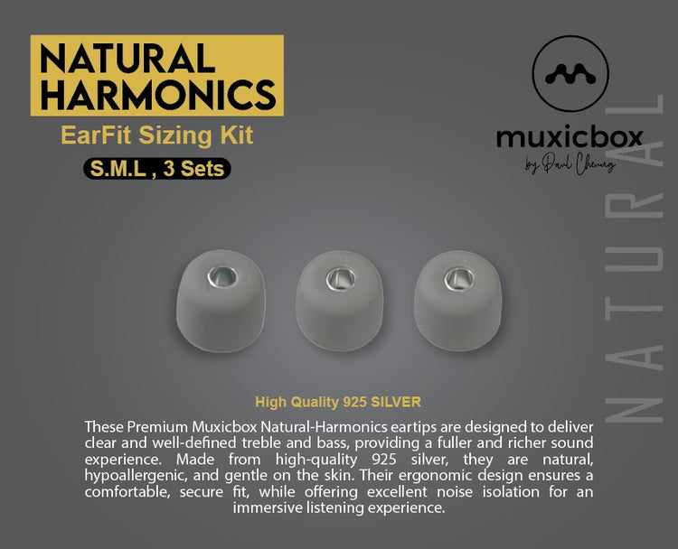 EarFit Sizing Kit - Natural Harmonics 925 Silver Eartips